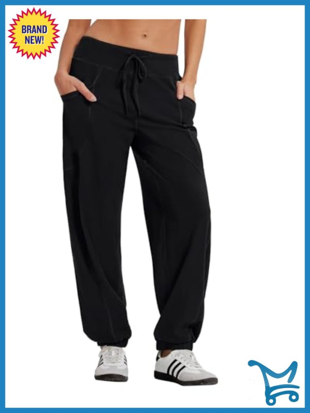 Women Lightweight Cotton Jogger Pants Baggy Elastic Cuff Track Pant Workout